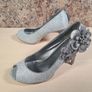 RUBY SHOO DONNA silver peeptoe stilettos with corsage Size UK 5 EU 38 High heels slip ons Image 8