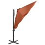 Cantilever Umbrella with Pole and LED Lights Terracotta 300 cm Image 2