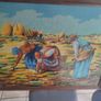 French Vintage Embroidery Picture in a wooden Frame - Women working in the Fields-70s Image 10