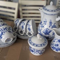 blue and white china set