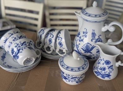 blue and white china set