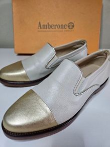 Amberone cream & gold Spanish shoes flats new & boxed size 4 UK 36.5 EU