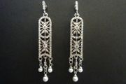 Art Deco Dangle Drop Silver Statement Earrings