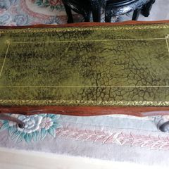 Vintage green top leather coffee table