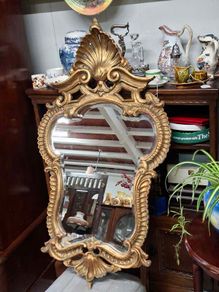 Vintage Portuguese Gilt Gesso Bevelled Glass Mirror