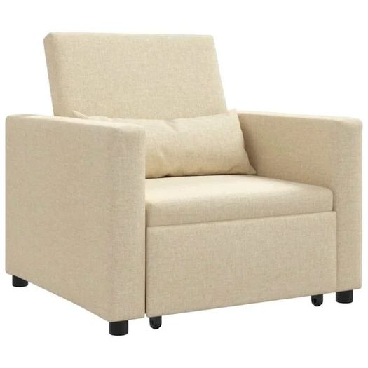 Single Sofa Bed Reclining Cream 90 x 165 x 87 cm Fabric