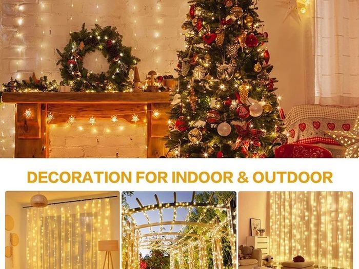 Curtain Fairy Lights Waterproof, 3mx3m 300LED Fairy Lights with 8 Modes Remote Control Timer Adjustable Brightness, Curtain Light Plug in for Bedroom, Garden, Party, Wedding, Christmas MULTIPLE COLOURS AVAILABLE (FREE POSTAGE)