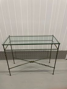 Glass table with metal frame