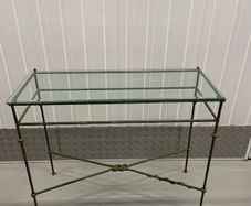 Glass table with metal frame