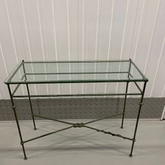 Glass table with metal frame