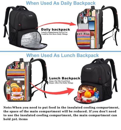 Extra Large Backpack for Men 50L,Lunch Backpack Work Bag Travel Laptop Backpack 17.3 Inch with USB Charging Port,Water Resistant Big Business Computer Rucksack for Men Women College School Black (FREE POSTAGE)