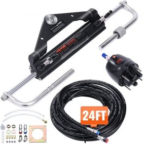 Hydraulic Outboard Steering Kit, 150HP, Marine Boat Hydraulic Steering System, with Helm Pump Two-Way Lock Cylinder and 731.5 cm Hydraulic