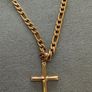 Adorato 24k Gold Cross and Figaro Chain 22 inch Image 2