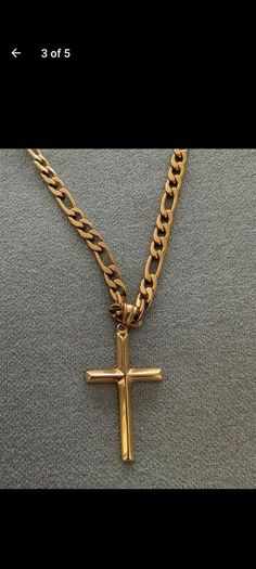Adorato 24k Gold Cross and Figaro Chain 22 inch