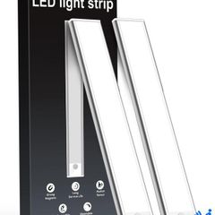 Demkia Under Cabinet Kitchen Lights LED, Motion Sensor Lights Indoor, 6500K Rechargeable Battery Operated Wardrobe Light, Wireless Magnetic USB Powered Strip Stick on Light for Shelf Stairs Counter [Energy Class G]