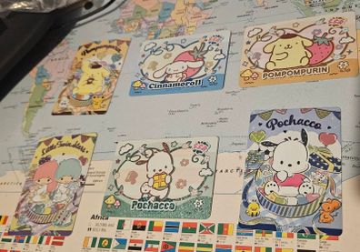 Pompompurin, Little Twin Star, Pochacco, Cinnamaroll Collectible Character Cards Set