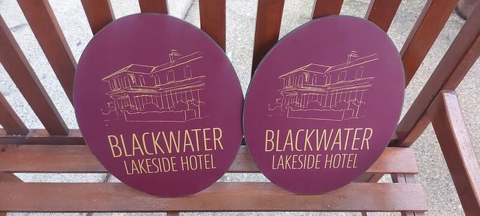 2 x blackwater lakeside hotel advertising signs ,not metal,lovely advertising display items,,buyer collects or pays postage thank you,,price for both ,or sell separate,sold as seen .