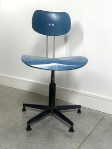 Vintage blue swivel office chair