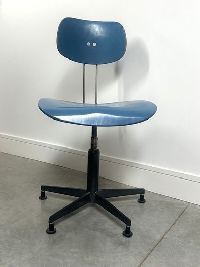 Vintage blue swivel office chair