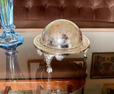 Vintage Silver Colour Roll Top Butter Dish with Glass Insert or Ornate Caviar Server