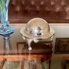 Vintage Silver Colour Roll Top Butter Dish with Glass Insert or Ornate Caviar Server