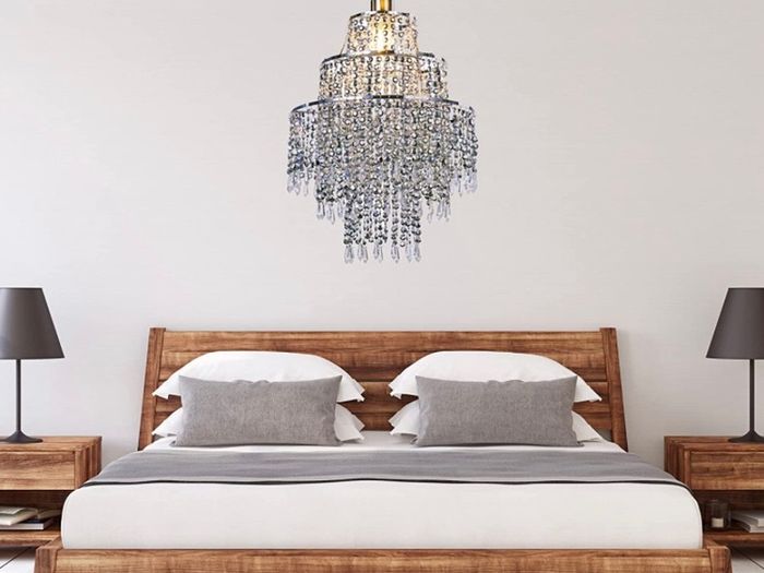 3-Tier Silver Chandelier Light Shade | Lamp Shade for Pendant Light Ceiling Light Shade Acrylic Crystal Chandelier Easy Fit Lampshades for Ceiling Lights for Living Room Bedroom Kitchen Hallway (FREE POSTAGE)