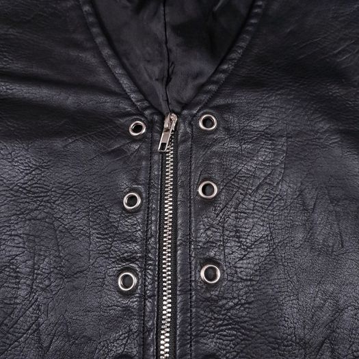 Princess Polly Black Moto Biker Goth Grunge Eyelet Zip Faux Leather Vest Waistcoat XS/S