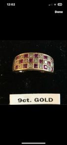 9ct diamond and ruby ring