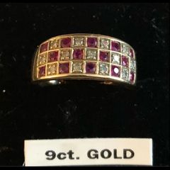 9ct diamond and ruby ring