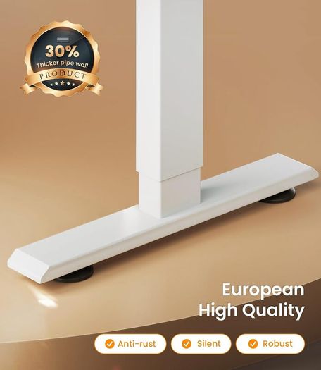 Height Adjustable Electric Standing Desk Frame Two-Stage With Heavy Duty Steel Stand up Desk Computer Desk with Automatic Memory Smart Pannel (White)