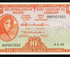 IRELAND - 10 Shillings Banknote 06.06.1968 P-63a - Lady Lavery (VF)