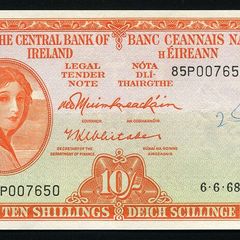 IRELAND - 10 Shillings Banknote 06.06.1968 P-63a - Lady Lavery (VF)