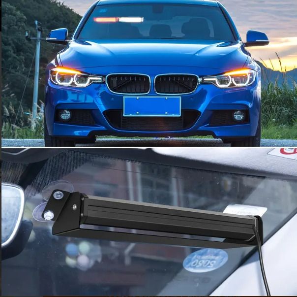 Car suction cup 8 strobe flashing light  LED  yellow and white