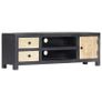 Hand Carved TV Cabinet Grey 120x30x40 cm Solid Mango Wood Image 10