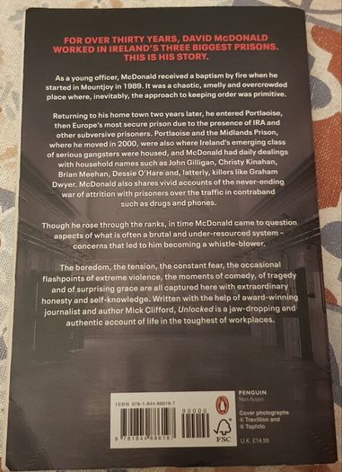 Unlocked: An Irish Prison Officer's Story by David MacDonald With Mick Clifford