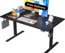 Height-Adjustable Electric Desk, 140x80 cm Sit-Stand Office Desk, Computer Desk