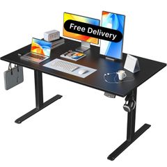 Height-Adjustable Electric Desk, 140x80 cm Sit-Stand Office Desk, Computer Desk