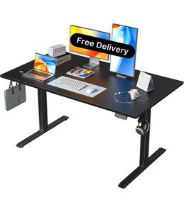 Height-Adjustable Electric Desk, 140x80 cm Sit-Stand Office Desk, Computer Desk