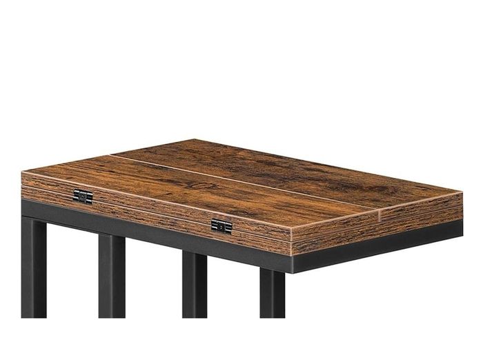 C Shaped Side Table, Foldable Sofa Table, Small Table Bedside Tables, Laptop Table for Sofa, Folding Side Table Small Coffee Tables for Living Room, Bedroom, Rustic Brown and Black