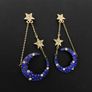 Star Starburst Moon Sapphire Stone Earrings Image 4