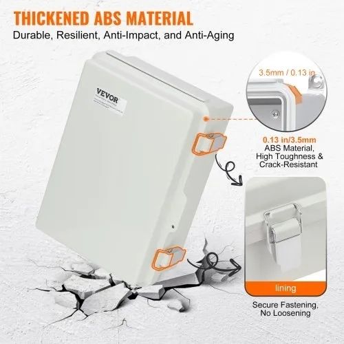 Outdoor Electrical Junction Box, 300 x 200 x 180 mm, ABS Plastic Electrical Enclosure Box with Hinged Cover Stainless Steel Latch