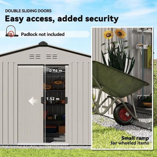 9 x 6ft Metal Garden Storage Shed