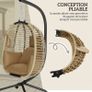 Hanging egg chair foldable swing with cushion and stand indoor outdoor 110 x 100 x 188 cm beige Image 4