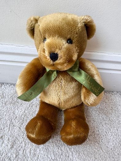 Harrods Knightsbridge Bear Green Bow Plush approx. 27 cm. Used Please see photos