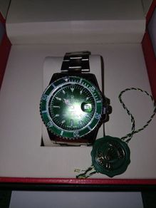Men's Submariner Style Diver Watch - Green Dial & Bezel - Boxed