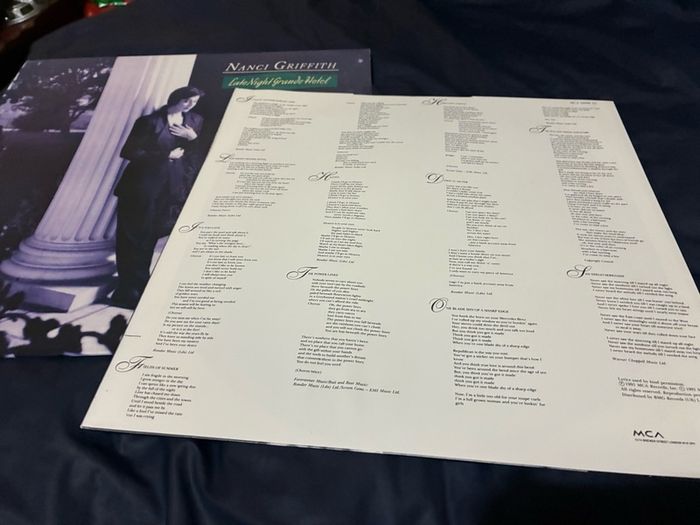 A Nanci Griffith record collection.