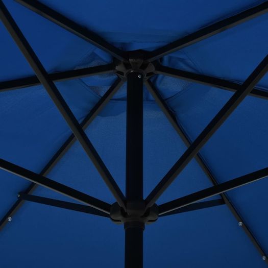 Outdoor Parasol with LED Lights and Steel Pole 300 cm Azure