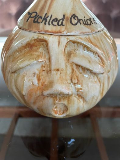 Vintage Crying Pickled Onion Face Pot signed by Toni Raymond