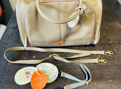 Pacapod Firenze Latte Beige  Leather Baby Changing Bag