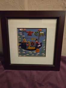 Vintage Chinese Folk Art Embroidery - Framed